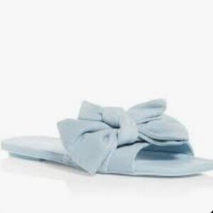 Stuart Weitzman Blue Loveknot Flat Slide Size 7.5 NWB (box with tissue/bag)